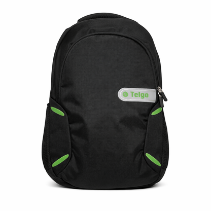 Telgo Lightweight Black Backpack with Green Accents