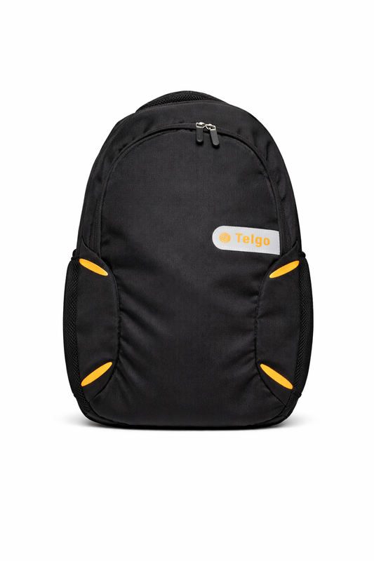 Telgo Lightweight Black Backpack with Yellow Accents