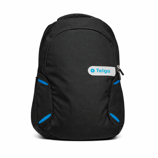 Telgo Lightweight Black Backpack with Blue Accents