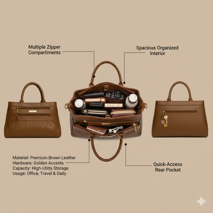 Blush Structured Tote Tan Handbag For Women