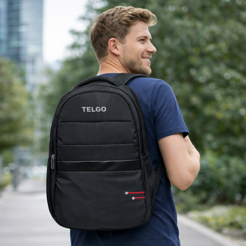 Telgo Stylish Black Backpack for Men & Women