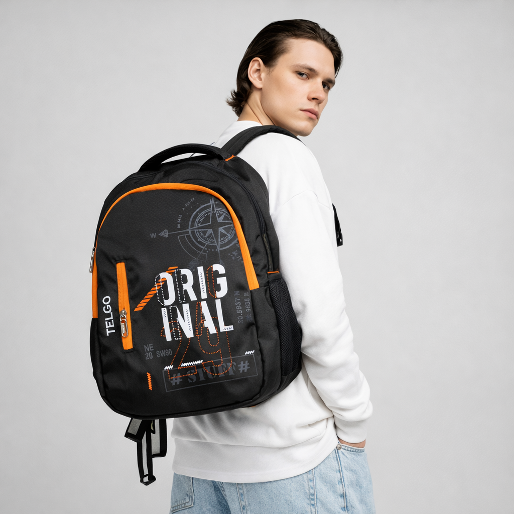 Trendy Telgo Stylish Orange Printed Backpack