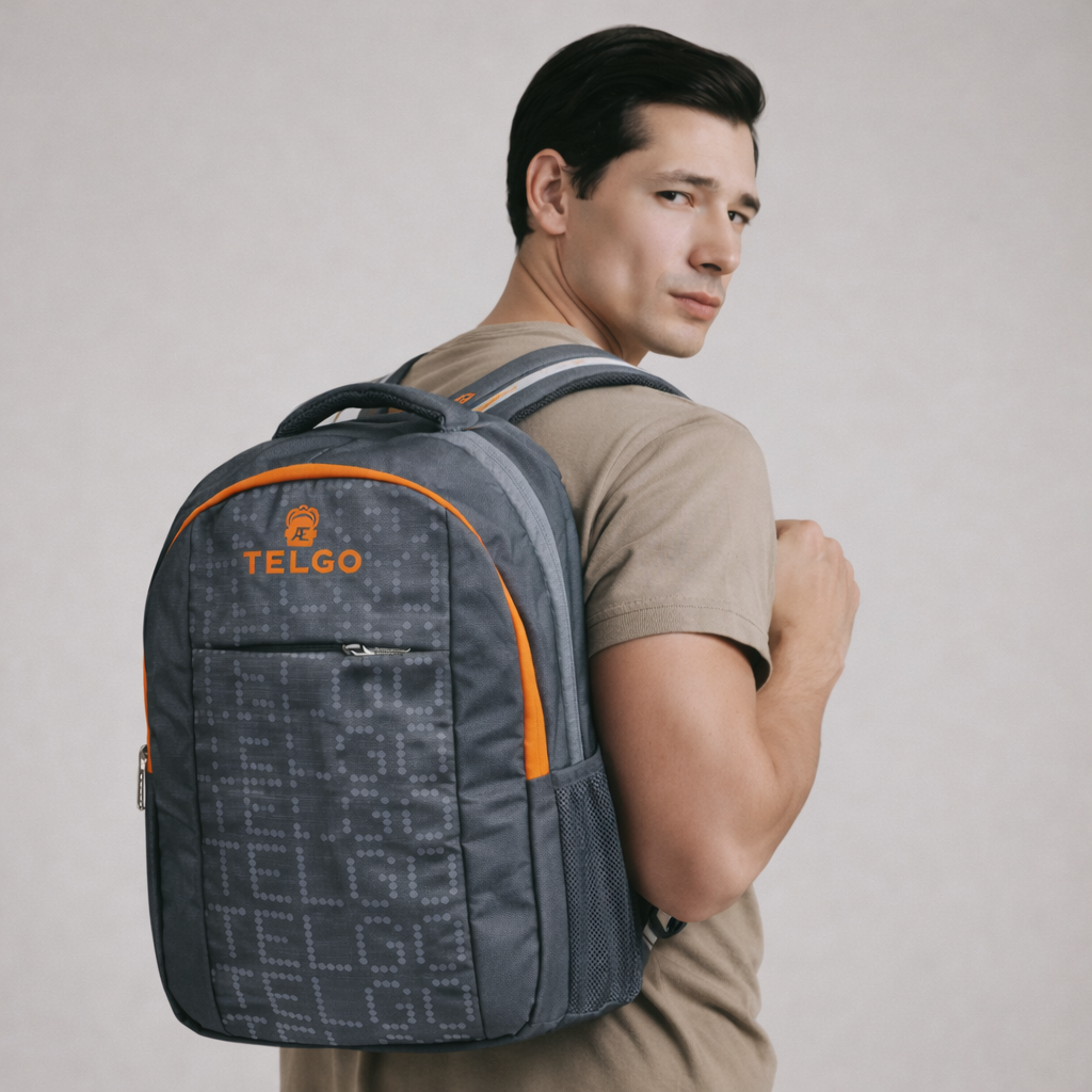 TELGO Multipurpose Grey Backpack for Office, School & Travel