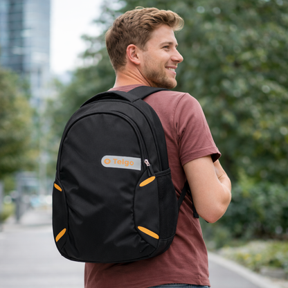 Telgo Lightweight Black Backpack with Yellow Accents