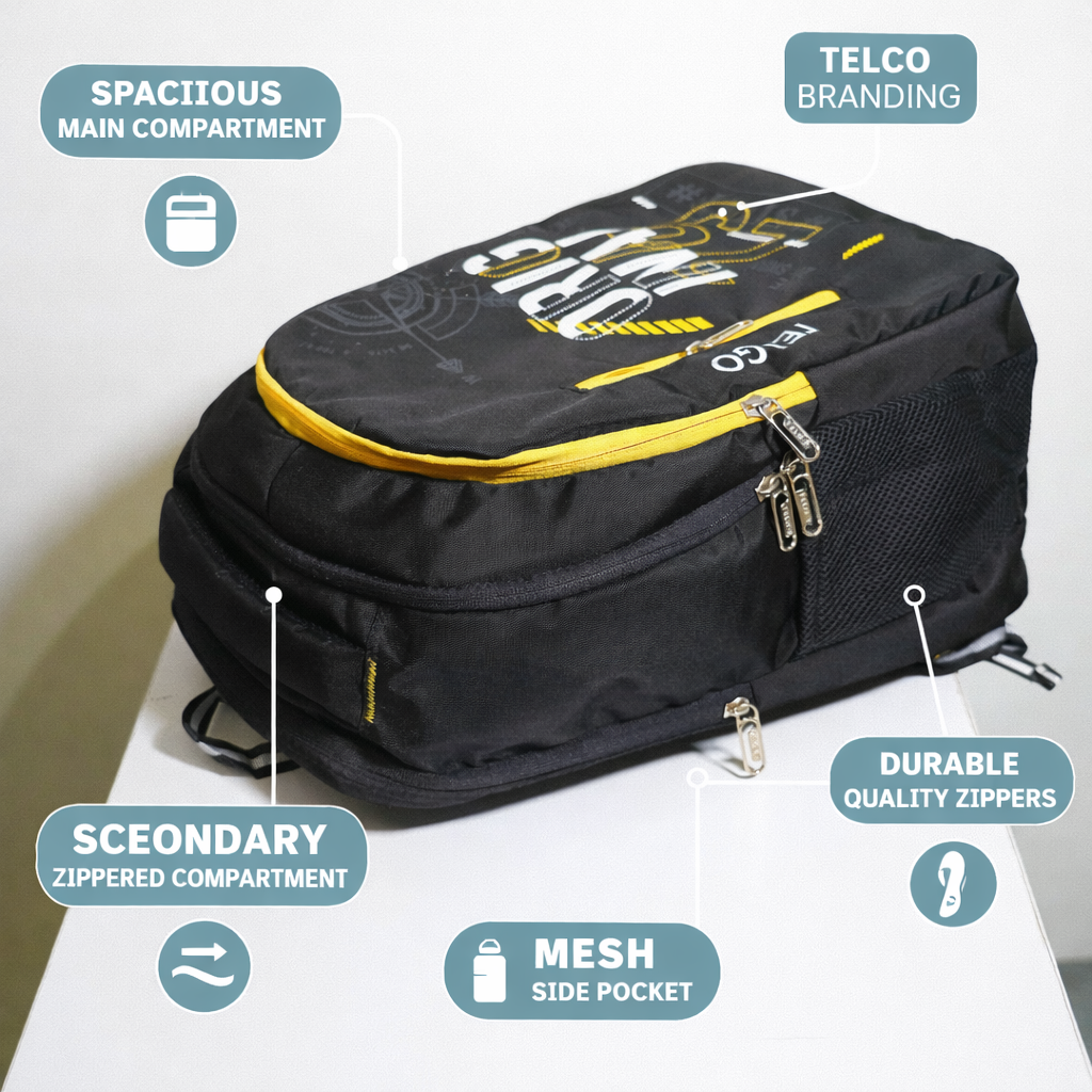 Trendy Telgo Stylish Yellow Printed Backpack