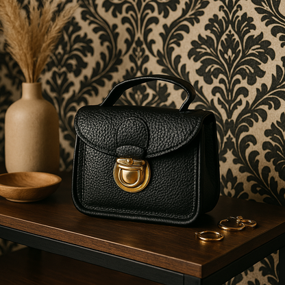 Elegant Black Mini Leather Sling Bag for Women