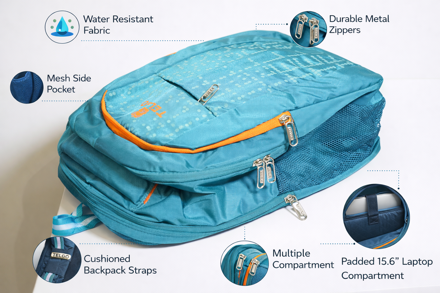 TELGO Multipurpose Sky Blue Backpack for Office, School & Travel