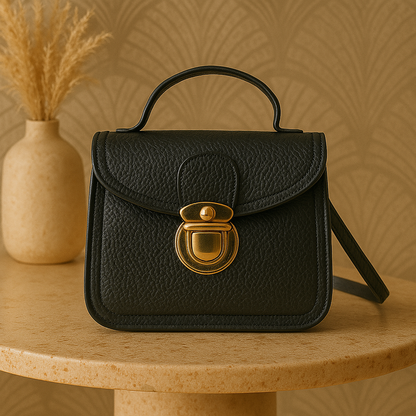 Elegant Black Mini Leather Sling Bag for Women