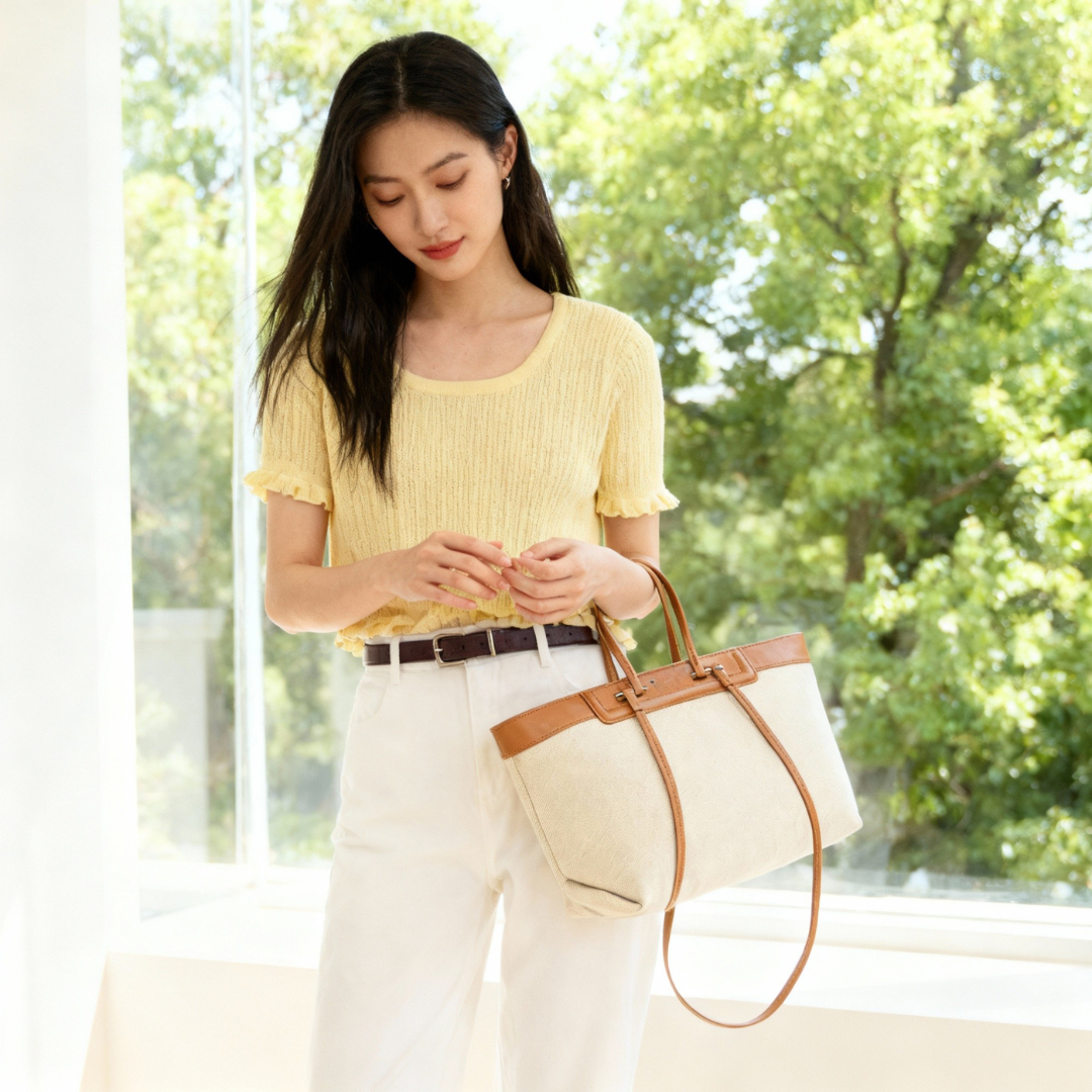 CLASSIC HAZEL OFF WHITE TOTE BAG