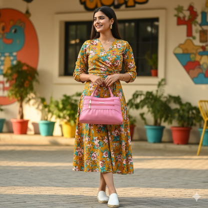 Blush Structured Tote Pink Handbag For Women