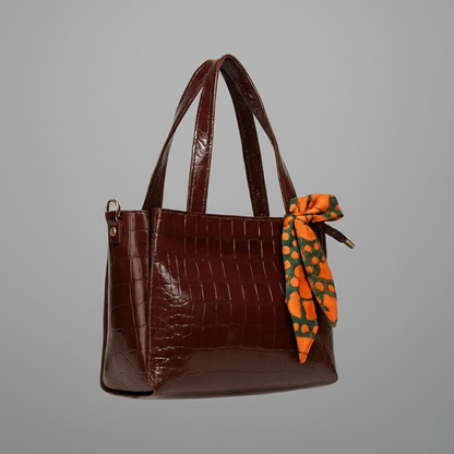 Redwine Croc-Pattern Ladies Tote Bag